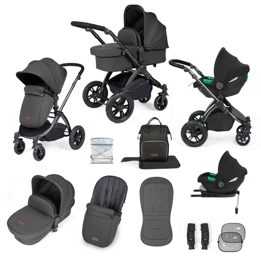 Stomp Luxe All in One Cirrus I-Size Travel System with Isofix Base - Charcoal Grey