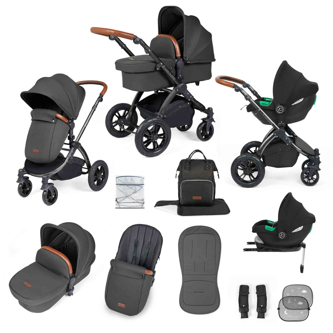 Stomp Luxe All in One Cirrus I-Size Travel System with Isofix Base - Charcoal Grey