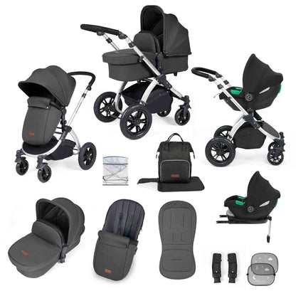 Stomp Luxe All in One Cirrus I-Size Travel System with Isofix Base - Charcoal Grey