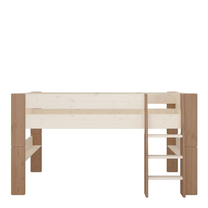 Steens For Kids Mid Sleeper in Whitewash Grey Brown Lacquered w/ Optional Tents