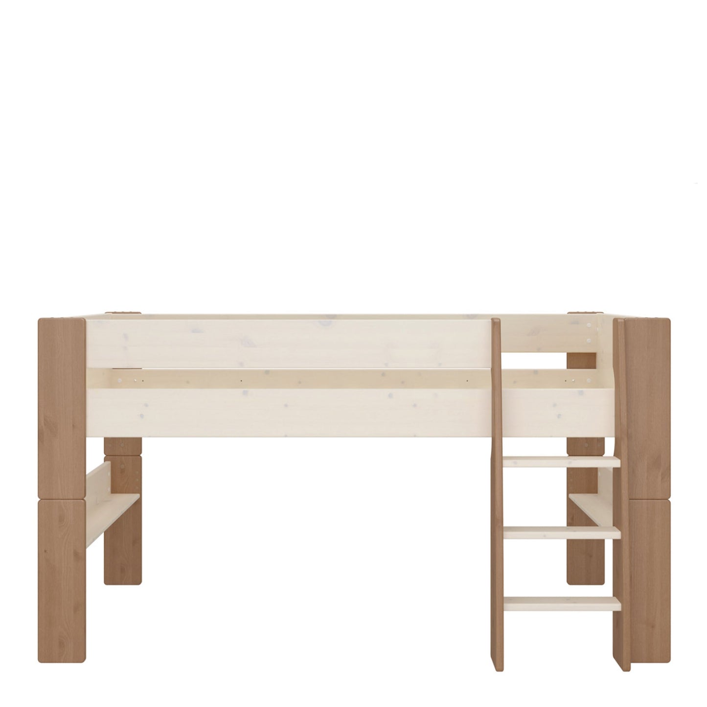 Steens For Kids Mid Sleeper in Whitewash Grey Brown Lacquered w/ Optional Tents