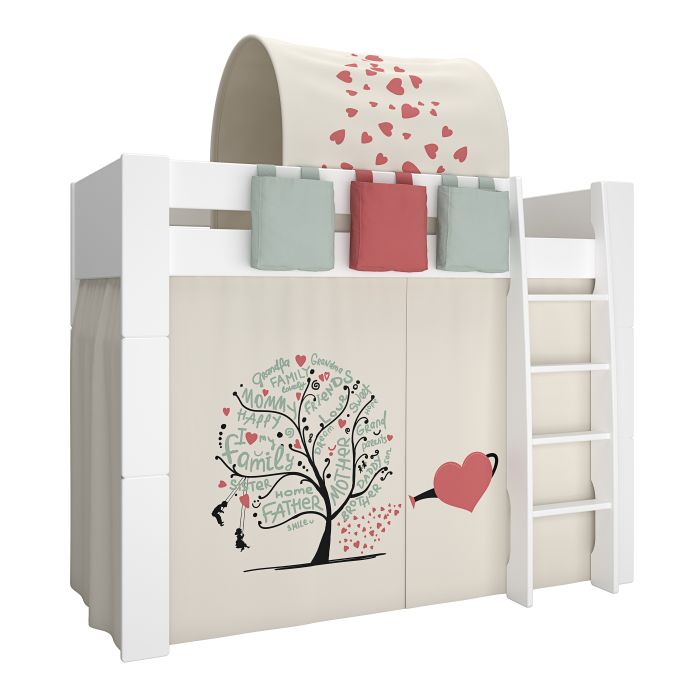 Steens For Kids High Sleeper in Whitewash Grey Brown Lacquered w/ Optional Tents