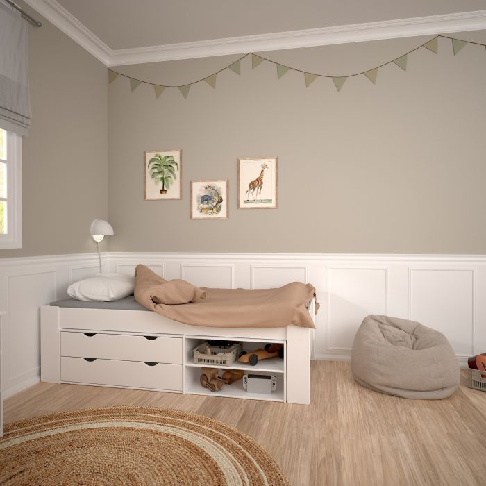 Steens For Kids Single Bed in Whitewash Grey Brown Lacquered
