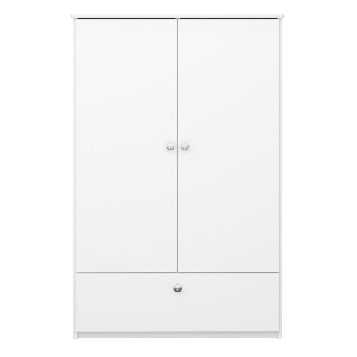 Alba 2 Door 1 Drawer Wardrobe White