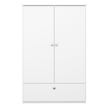 Alba 2 Door 1 Drawer Wardrobe White