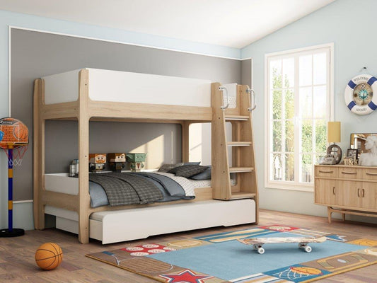 Artisan Starlight White & Oak Trio Bunk Bed