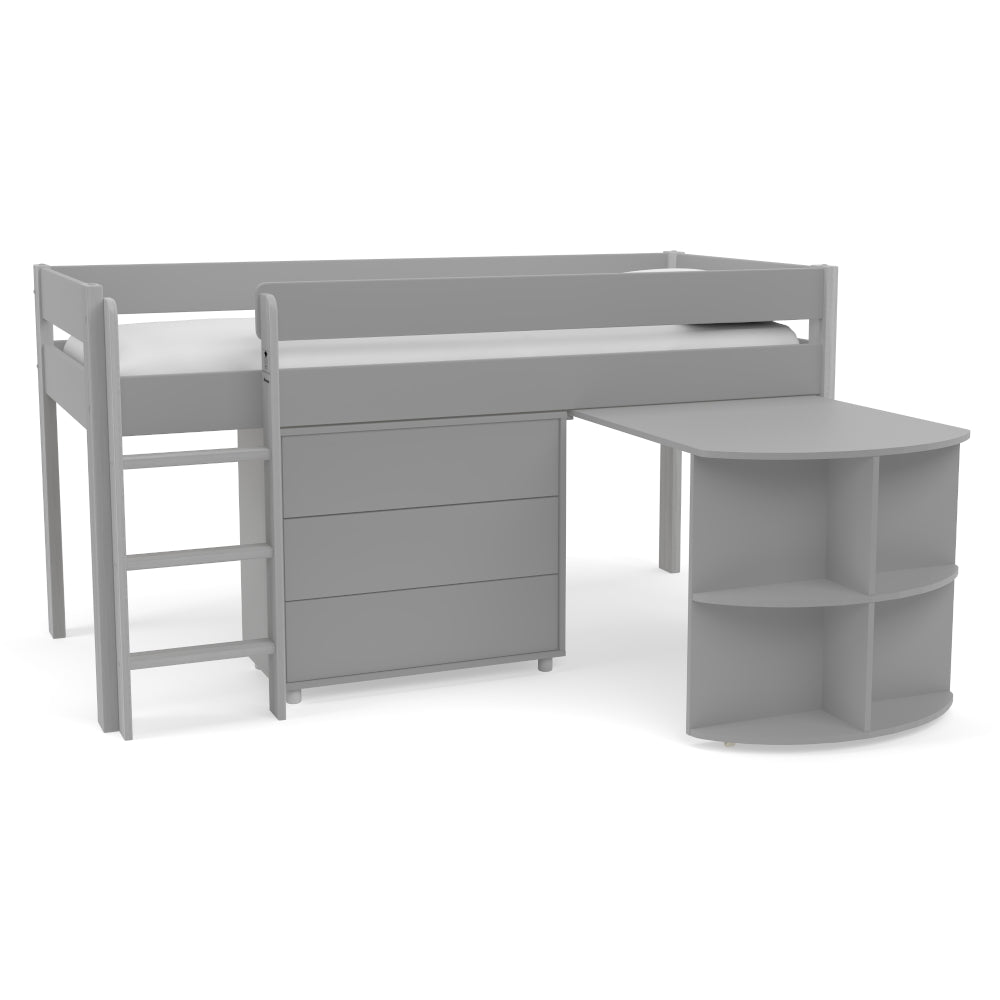 Uno Midsleeper with Pull Out Desk and 3 Drawer Chest