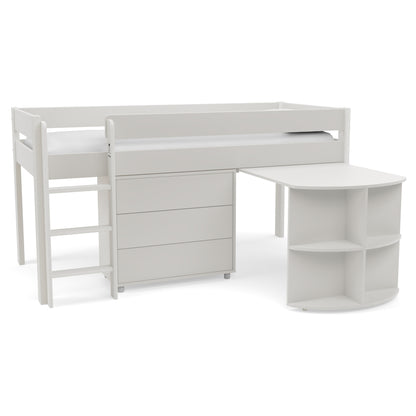 Uno Midsleeper with Pull Out Desk and 3 Drawer Chest