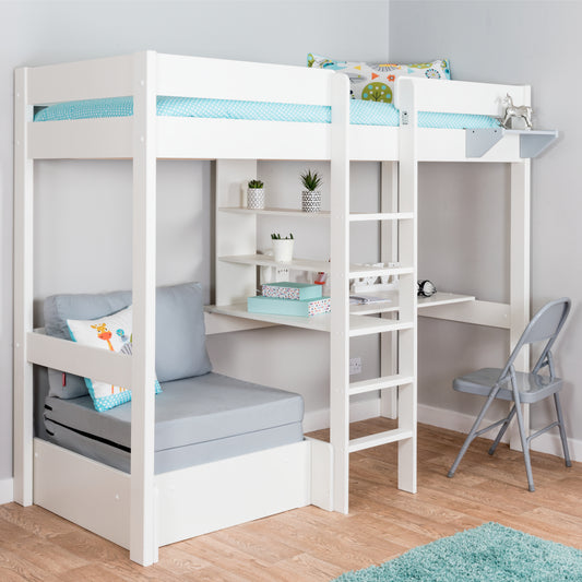 Stompa Uno High Sleeper with Pull Out Chair Bed in Grey