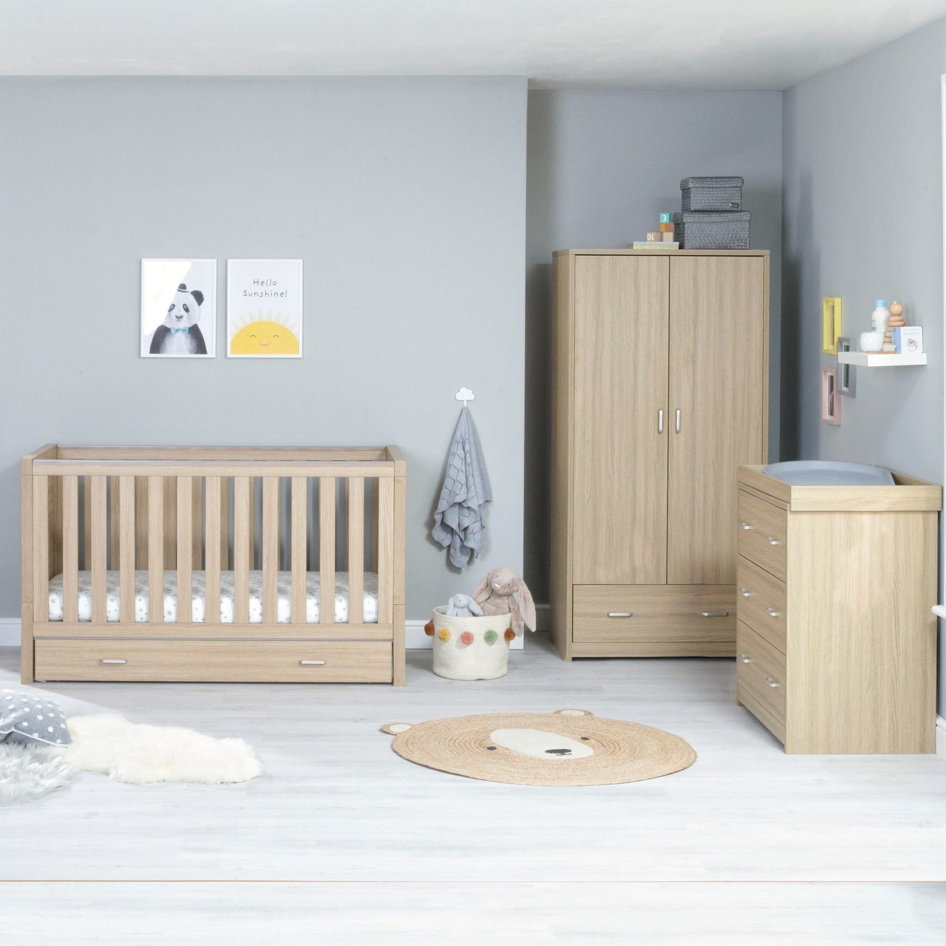 Babymore Luno 3 Piece Nursery Room Set with Drawer - Kidsly