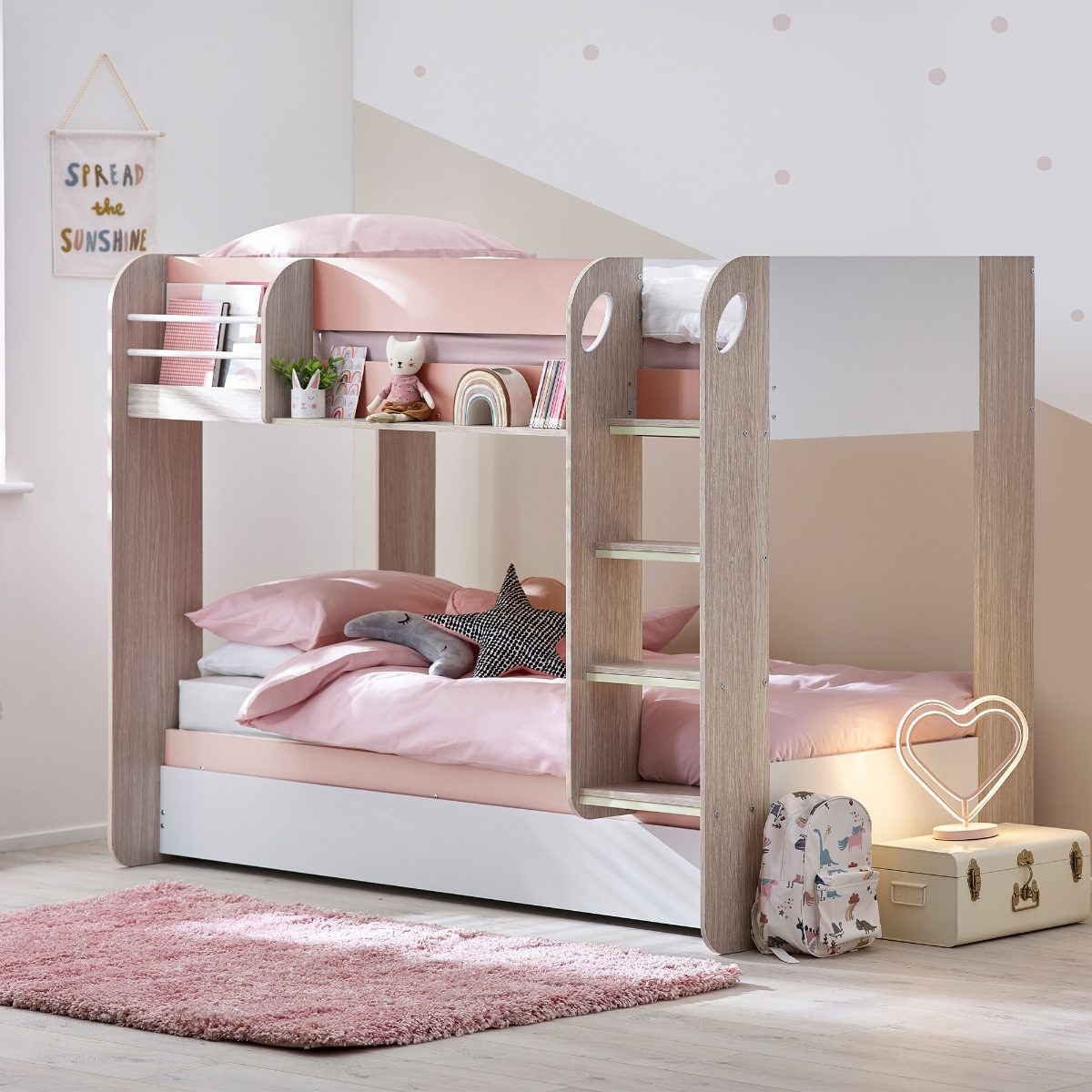 Mars Wooden Bunk Bed with Underbed Trundle Frame