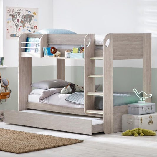 Mars Wooden Bunk Bed with Underbed Trundle Frame