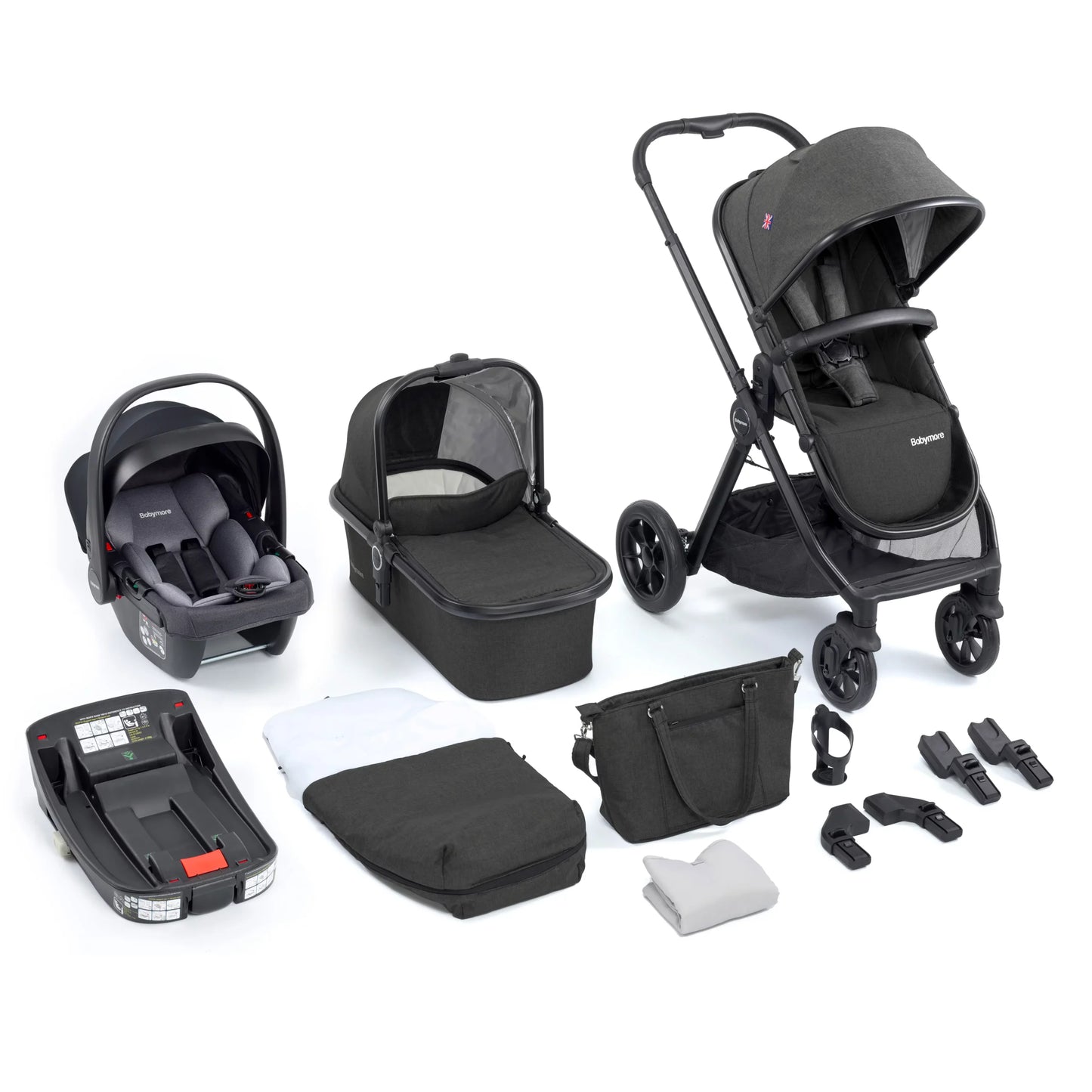 Babymore Memore V2 13 Piece Travel System Coco iSize Car Seat with Isofix Base