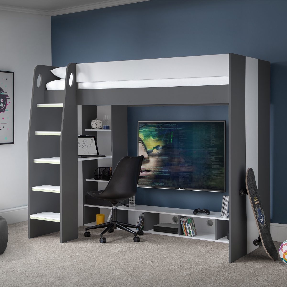 Kidsly Galaxy Gaming Bed With Desk