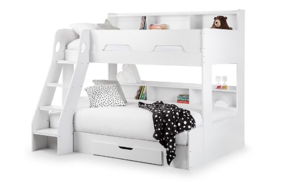 Kidsly Orion White Wooden Storage Triple Sleeper Bunk Bed Frame