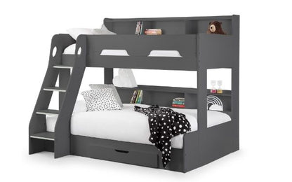 Kidsly Orion White Wooden Storage Triple Sleeper Bunk Bed Frame
