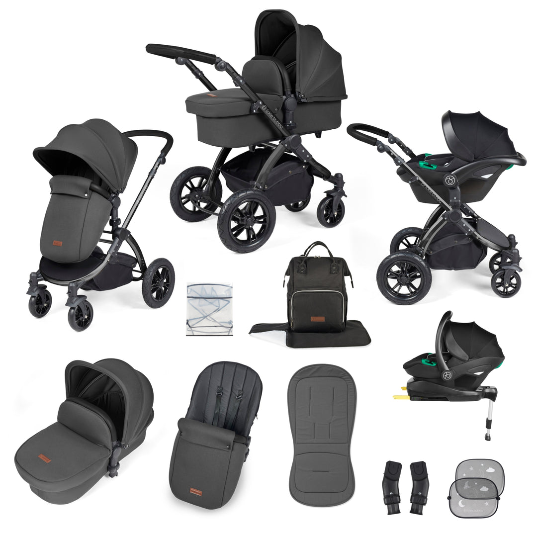 Stomp Luxe All in One I-Size Travel System & Isofix Base - Charcoal Grey