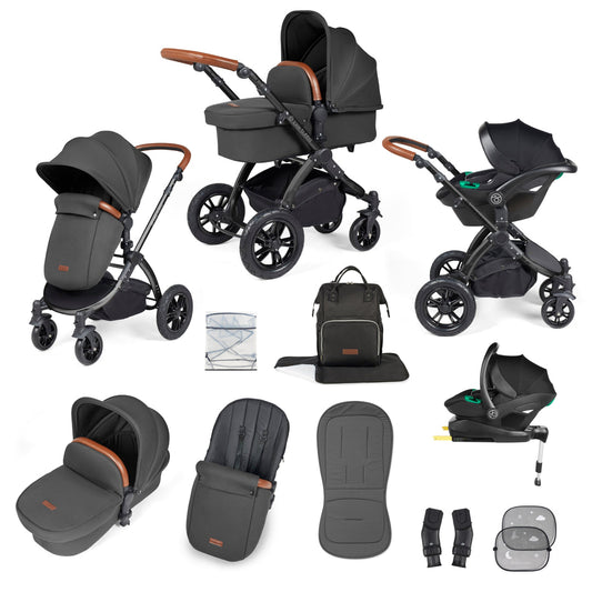 Stomp Luxe All in One I-Size Travel System & Isofix Base - Charcoal Grey