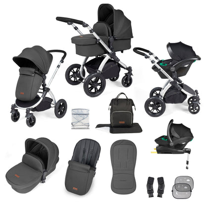 Stomp Luxe All in One I-Size Travel System & Isofix Base - Charcoal Grey