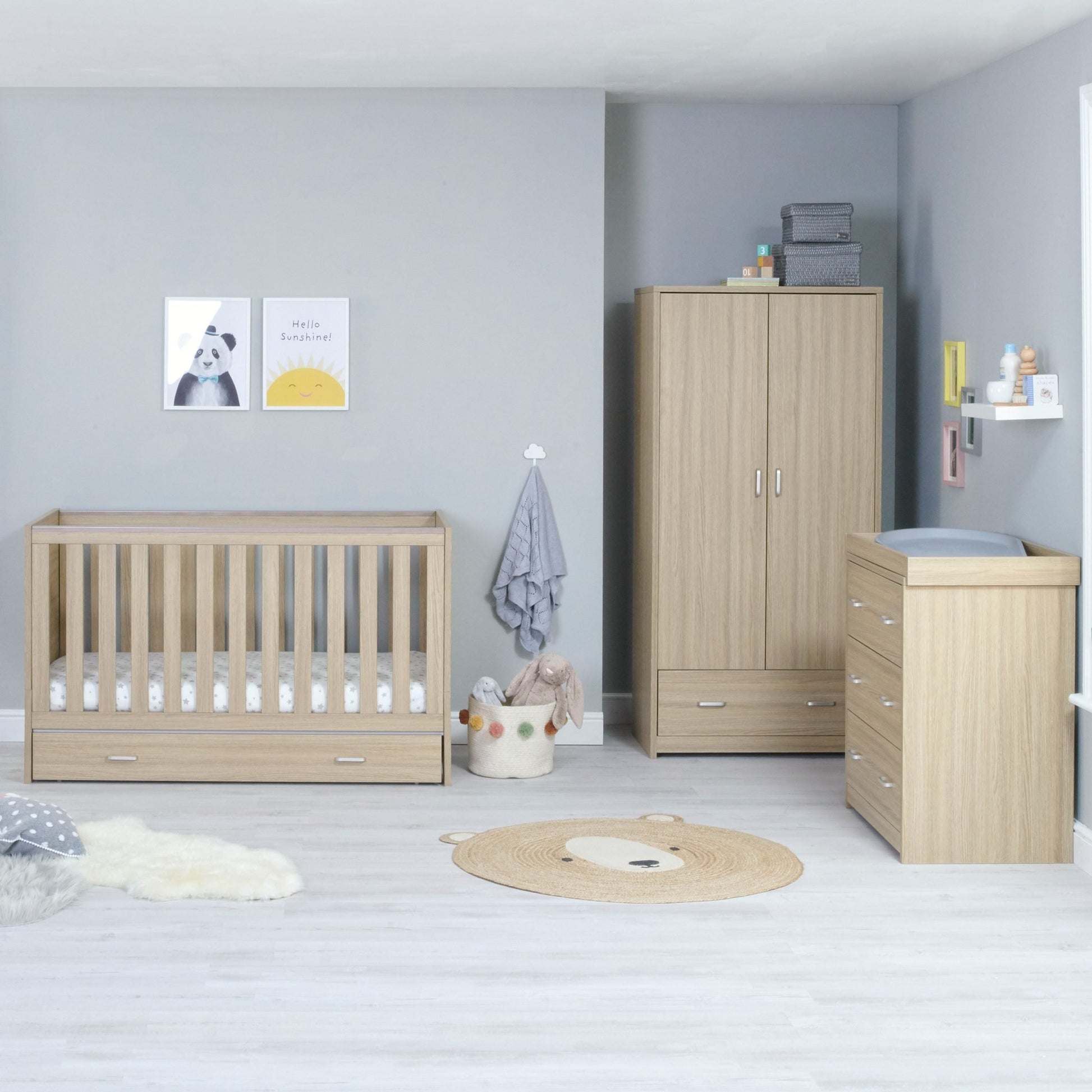 Babymore Veni 3 Piece Nursery Room Sets with Drawer - Kidsly