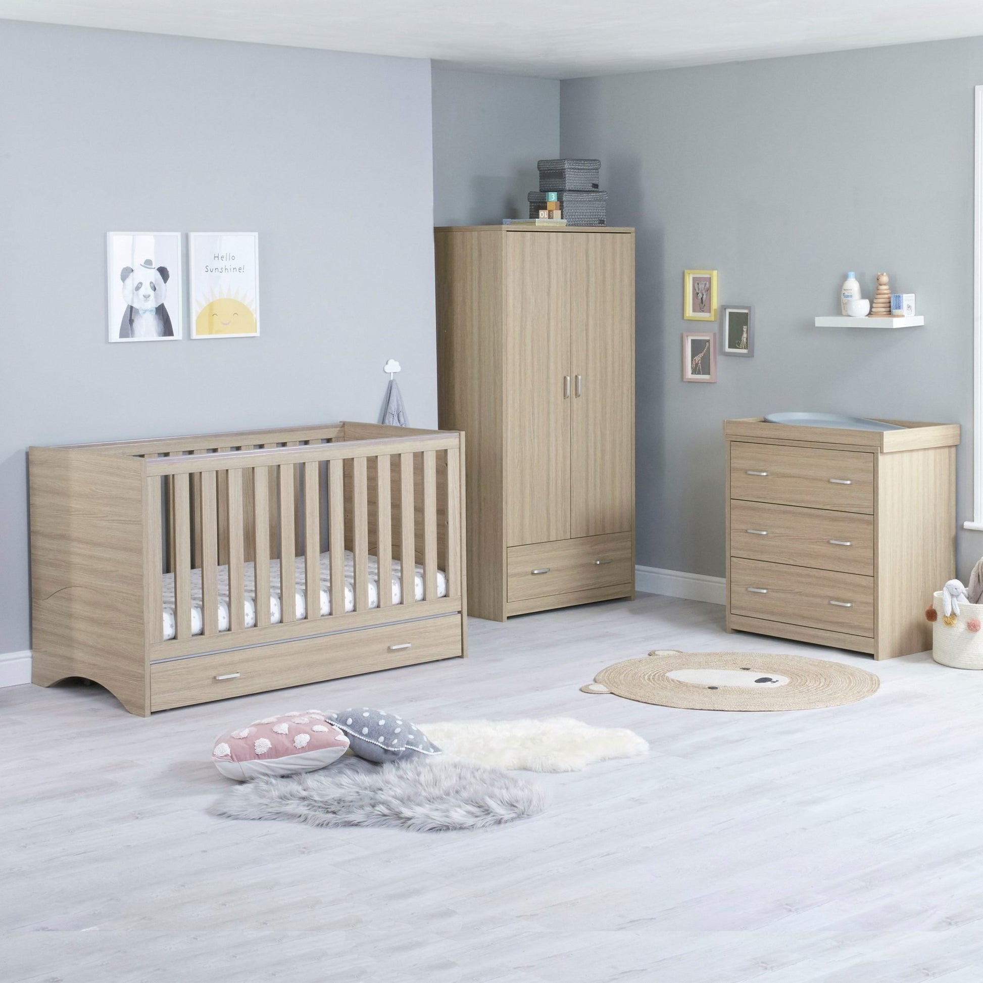 Babymore Veni 3 Piece Nursery Room Sets with Drawer - Kidsly