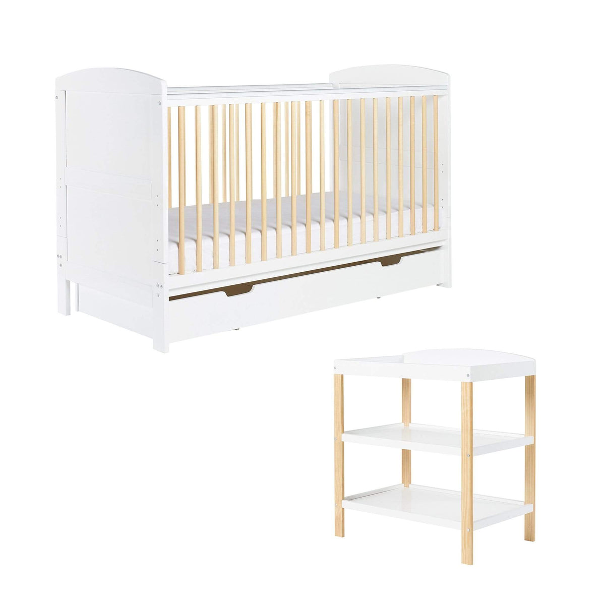 Ickle Bubba Coleby Scandi Classic 2 Piece Furniture Set and Under Drawer - White