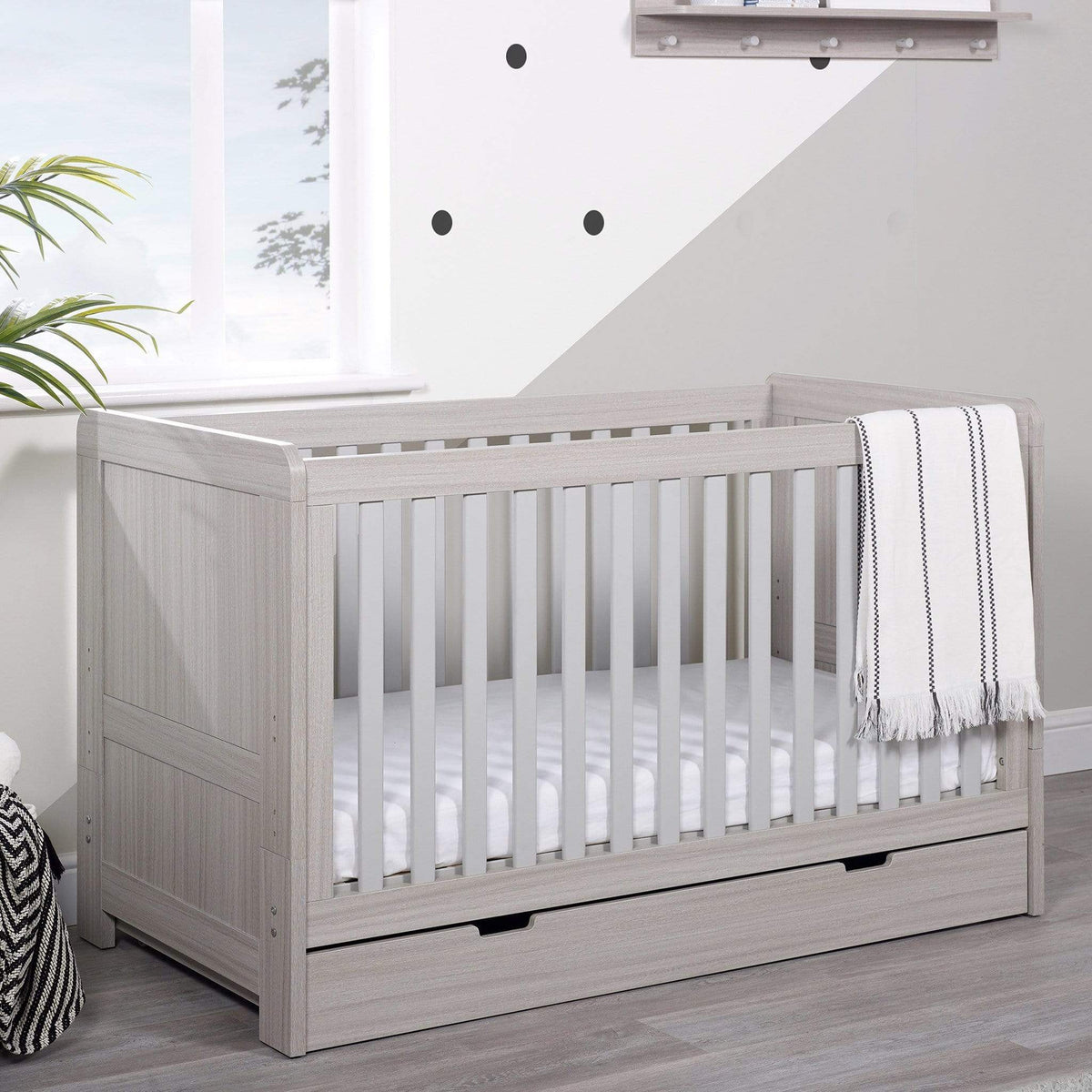 Ickle Bubba Pembrey Cot Bed, Under Drawer and All Seasons Premium Pocket Sprung Mattress Mattress