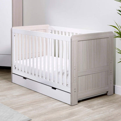 Ickle Bubba Pembrey Cot Bed, Under Drawer and All Seasons Premium Pocket Sprung Mattress Mattress