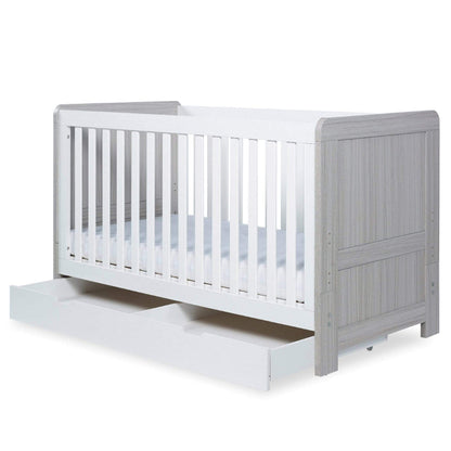 Ickle Bubba Pembrey Cot Bed, Under Drawer and All Seasons Premium Pocket Sprung Mattress Mattress