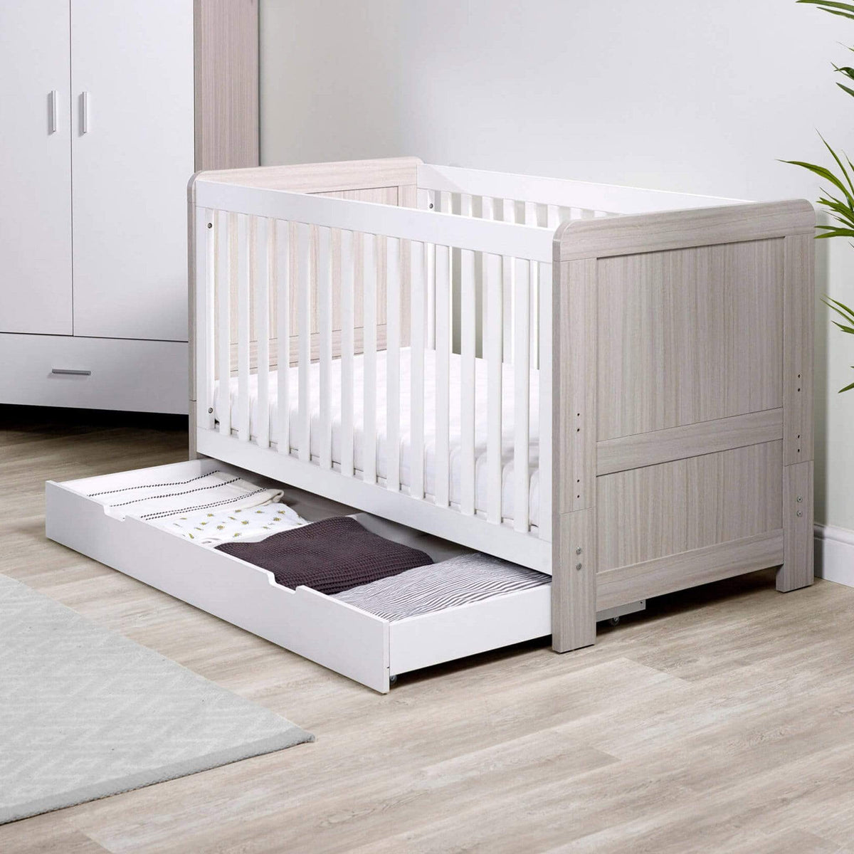 Ickle Bubba Pembrey Cot Bed, Under Drawer and All Seasons Premium Pocket Sprung Mattress Mattress