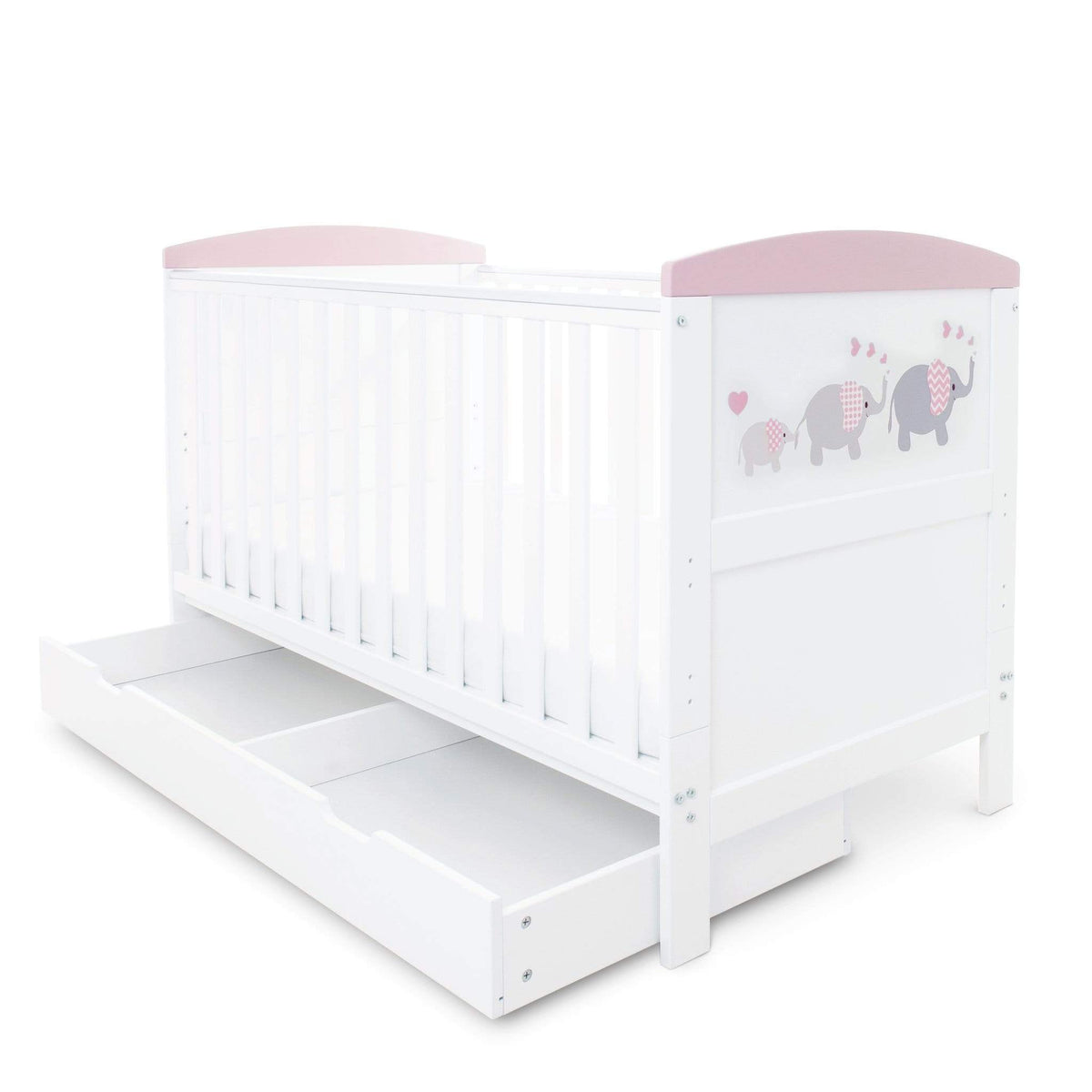 Ickle Bubba Coleby Style 2 Piece Furniture Set with Under Drawer - Elephant Love Pink