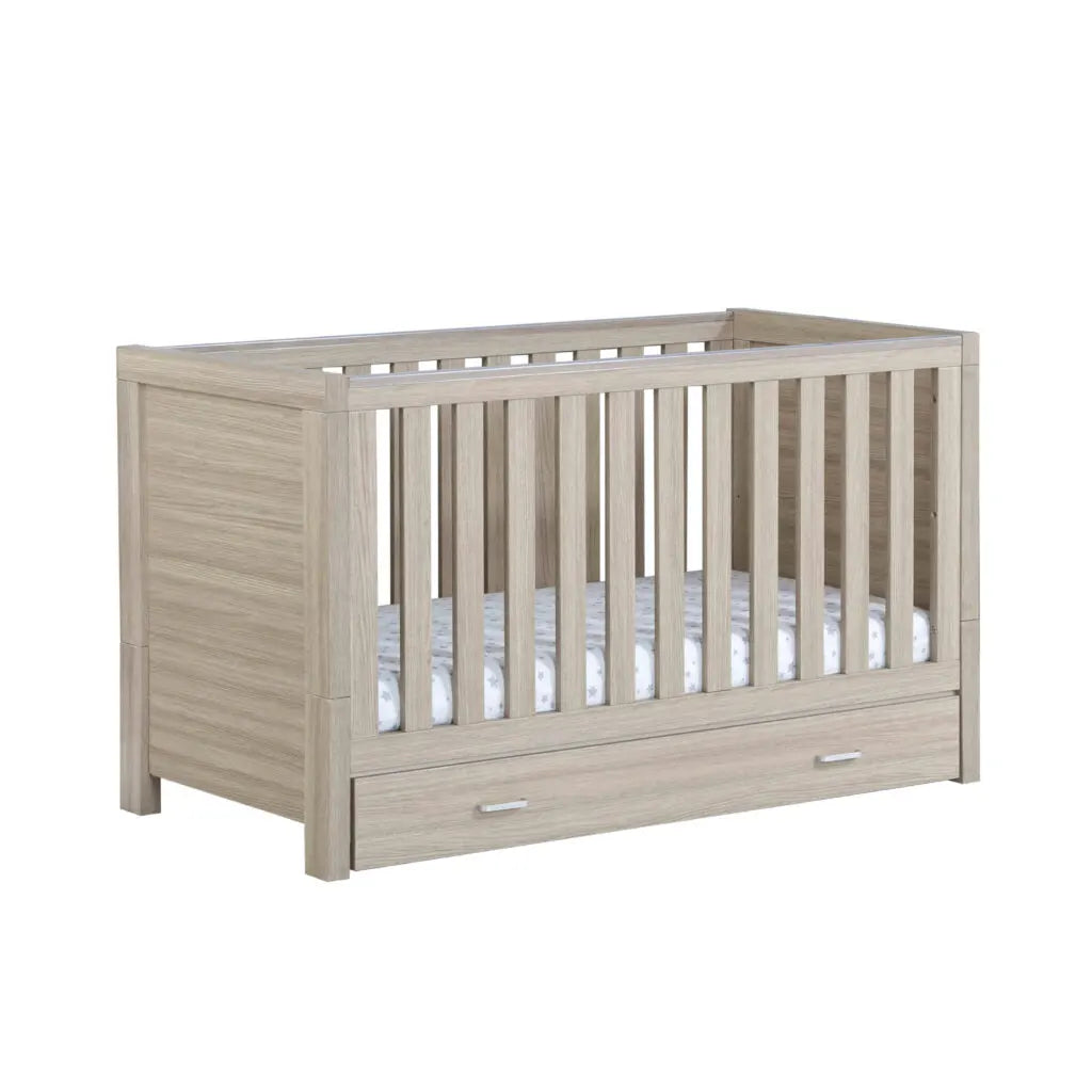 Babymore Luno Cot Bed With Drawer - Kidsly