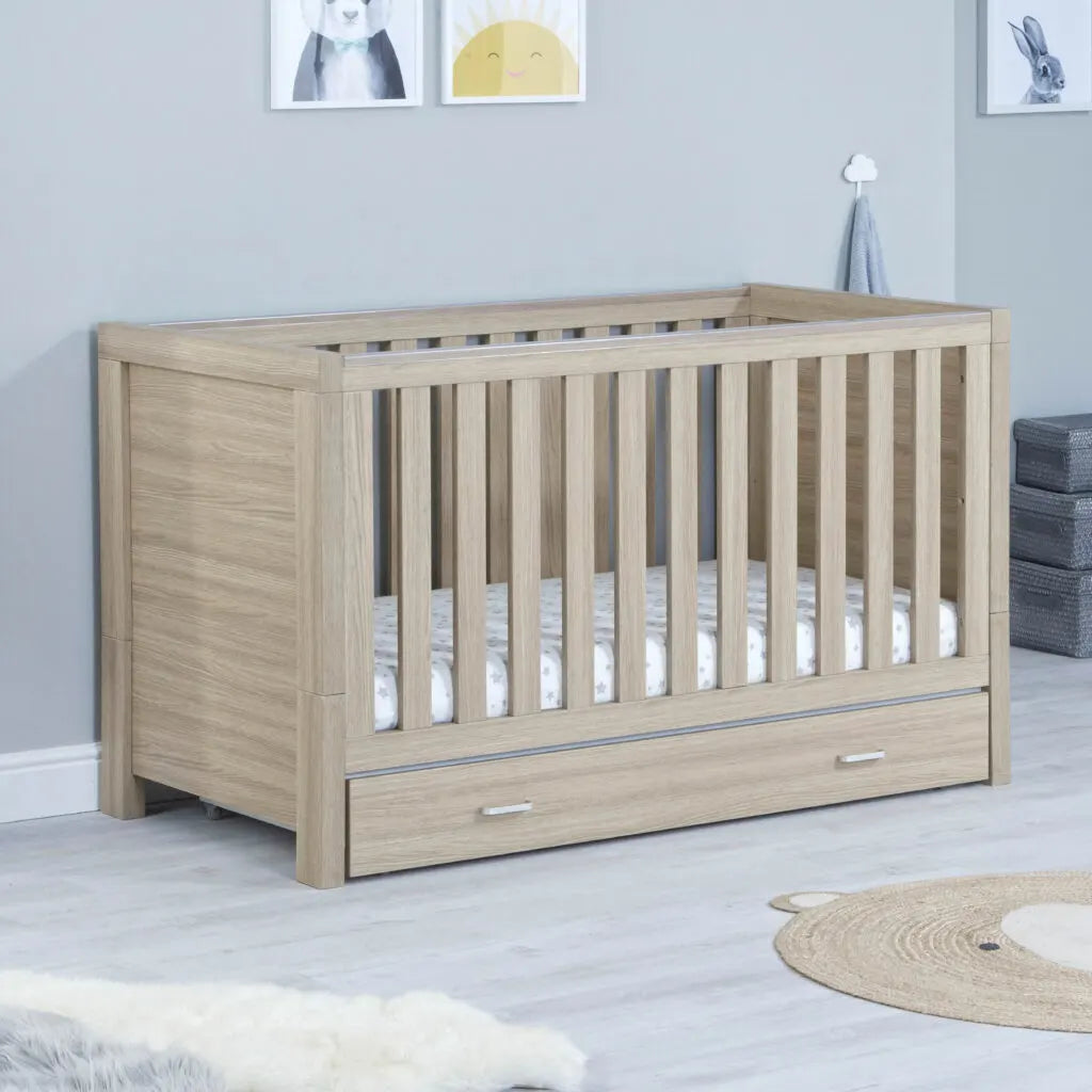 Babymore Luno Cot Bed With Drawer - Kidsly