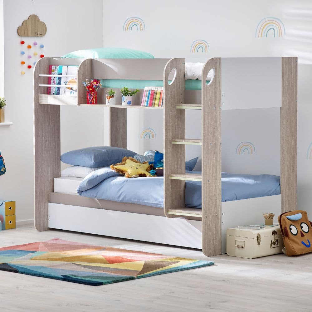 Mars Wooden Bunk Bed with Underbed Trundle Frame