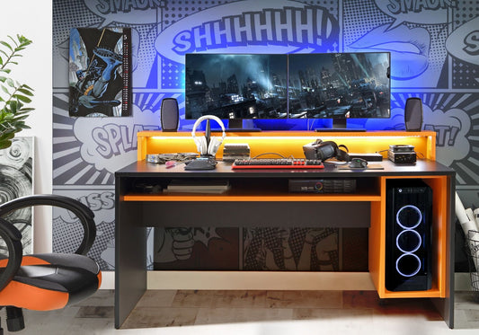 Power Y LED Gaming Desk Orange and Black