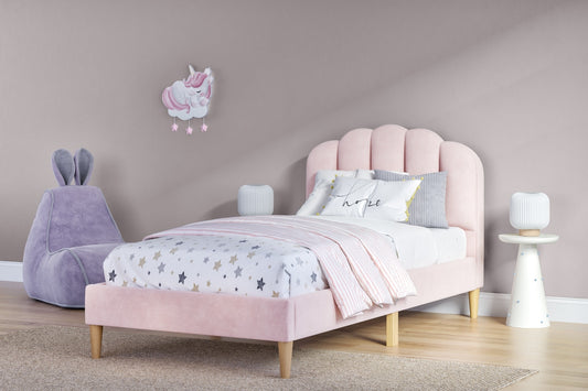 Flair Scallop Velvet Bed Frame Pink