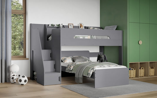 Flair Stepaside L Shaped Bunk Bed Grey