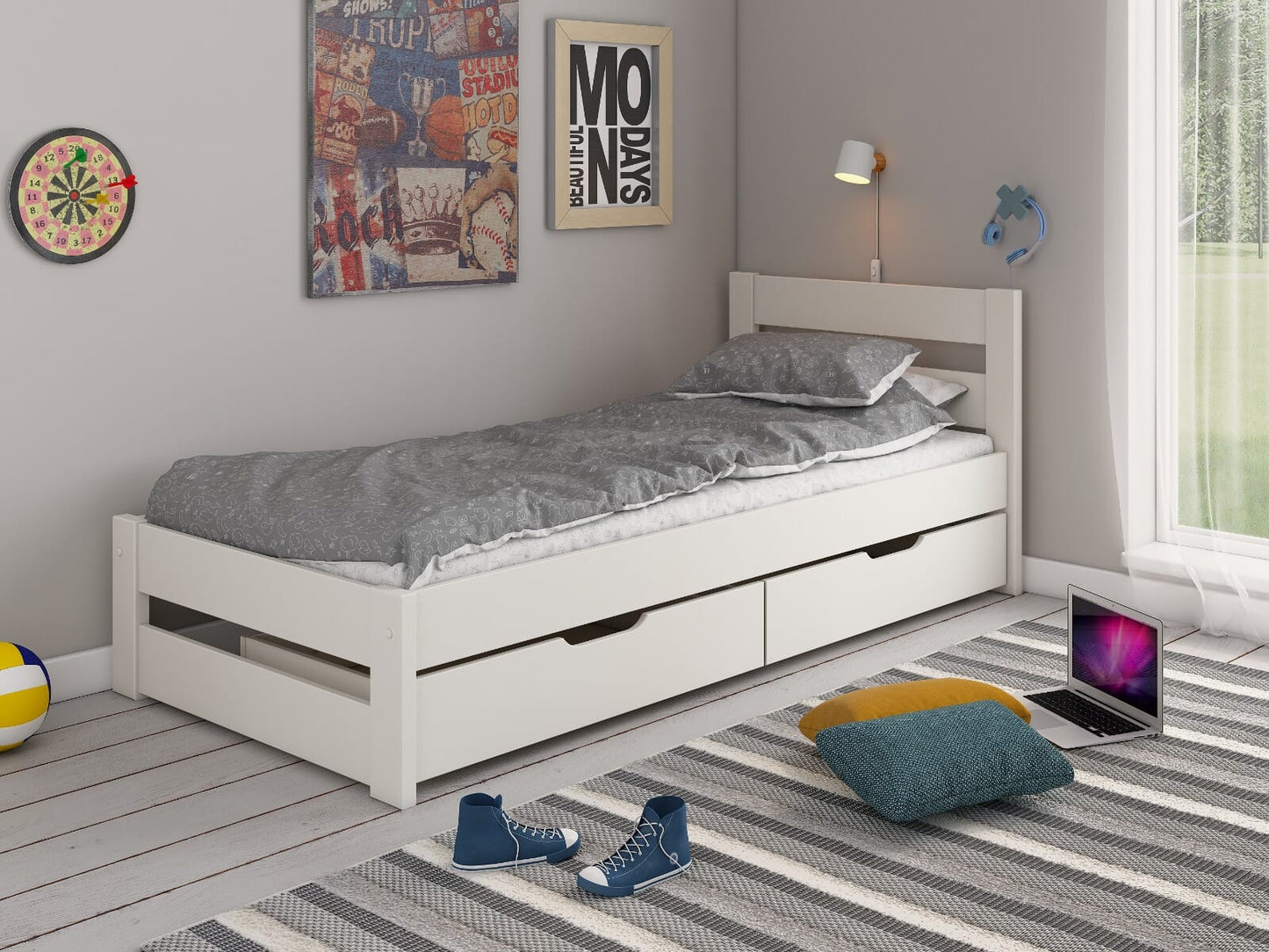 Noomi Tera Solid Wood Single Bed with Optional Storage or Trundle