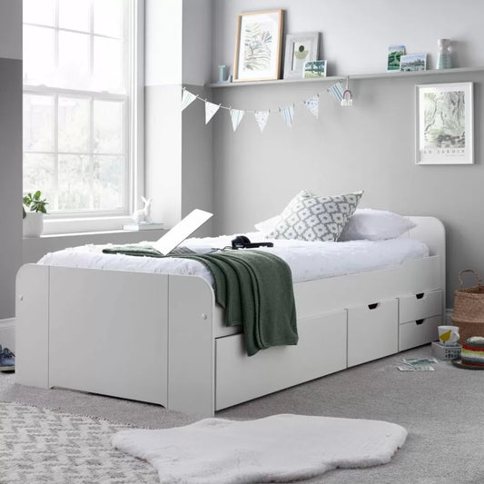 Trend White Solid Pine 4 Drawer Storage Bed Frame